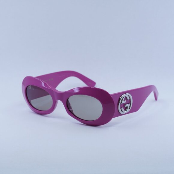🕶️ New Gucci GG1696S 004 Sunglasses - Shiny Fuchsia Frame, Light Grey Lenses